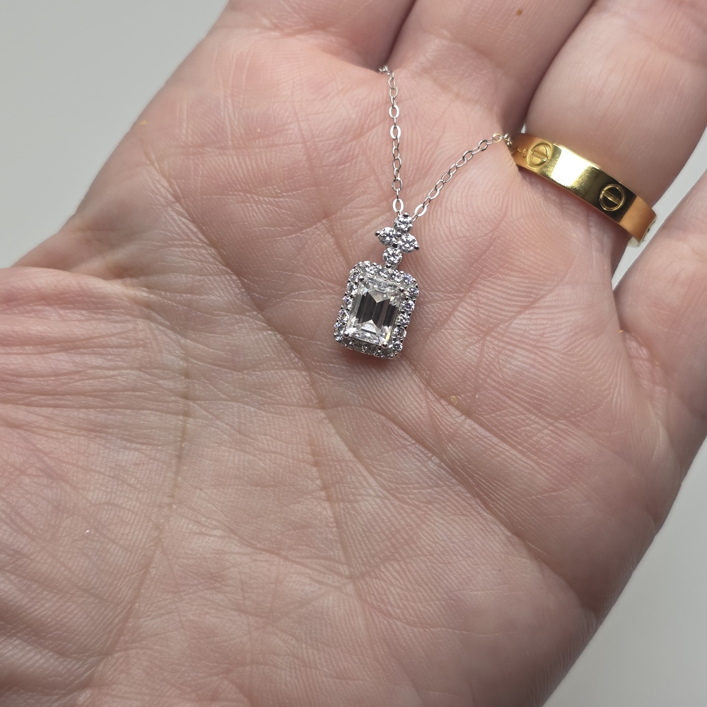 2ctw Moissanite Silver Pendant Necklace - Picture 7 of 7